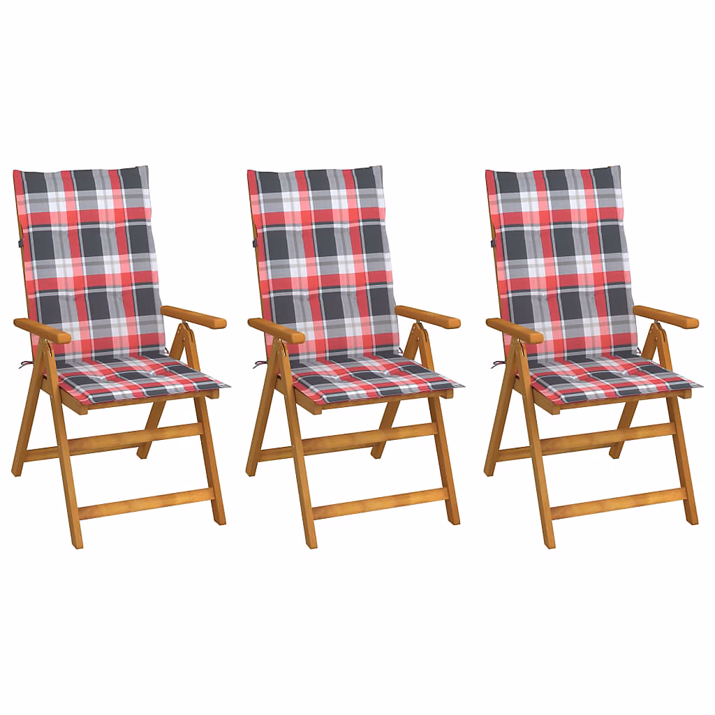 Salon et mobilier de jardin – Chaises pliantes 3 pièces avec coussins en bois d'acacia massif vidaXL