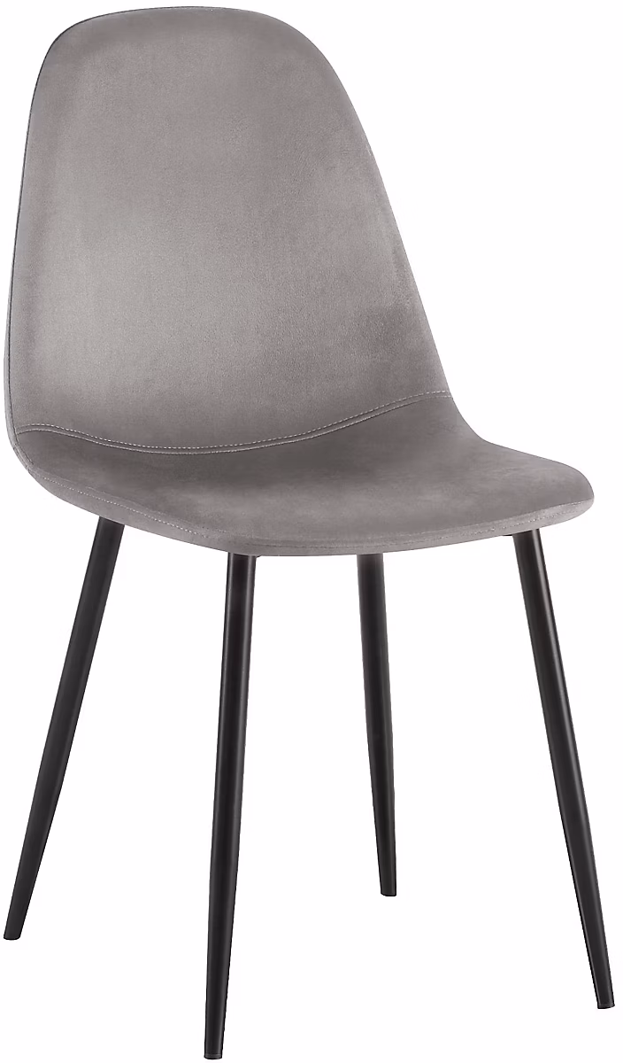 Chaise salle à manger Napier – chaise cuisine avec dossier | métal noir | supporte 150 kg Gris/Velours