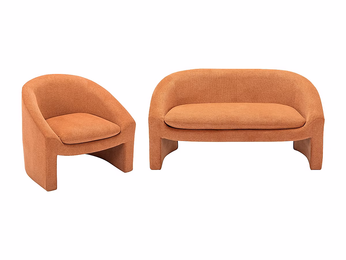 Canapé 2 places et fauteuil en tissu terracotta OSSANA – Réf. BLVOSVXRR5360472917