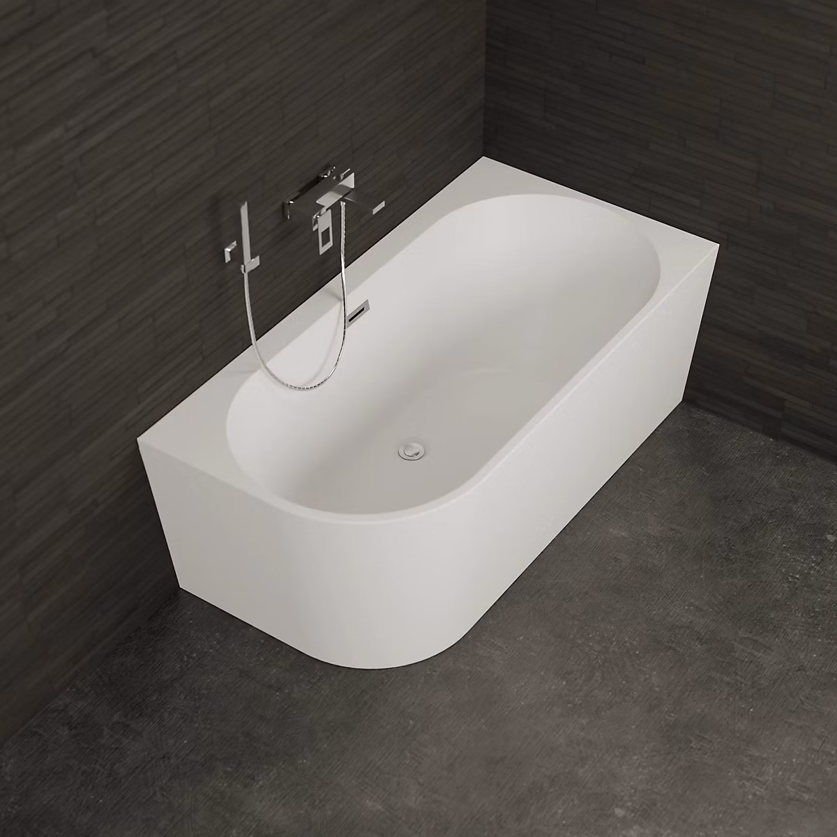 Baignoire Semi – îlot Murale D'angle Capri 150 Droite Blanche 150 × 72 × 58cm, By Spalina