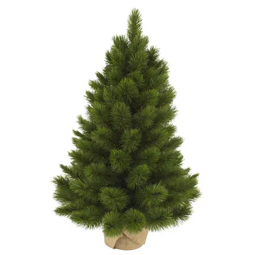 Sapin de Noël artificiel vert Camden avec pied dans toile de jute