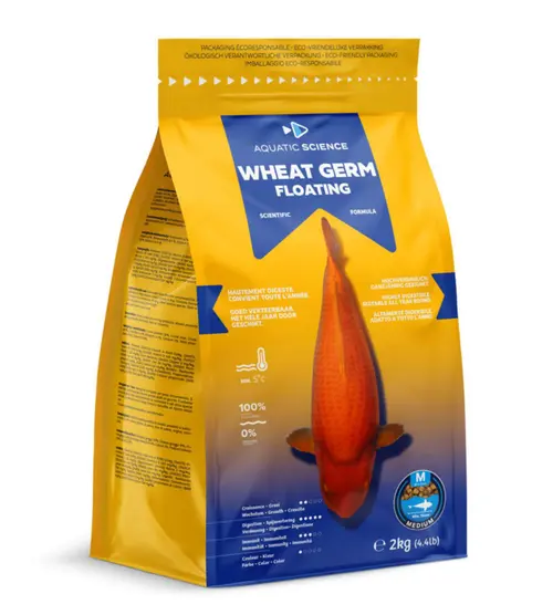 Nourriture complète pour koïs de minimum 15 cm de long Aquatic Science Wheat Germ Floating - Taille M sac de 2 kg