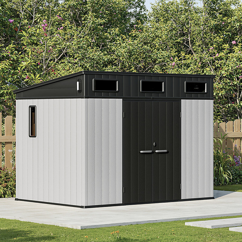 Abri de jardin résine gris 6m² toit incliné plancher inclus – Jôbu DOCKER