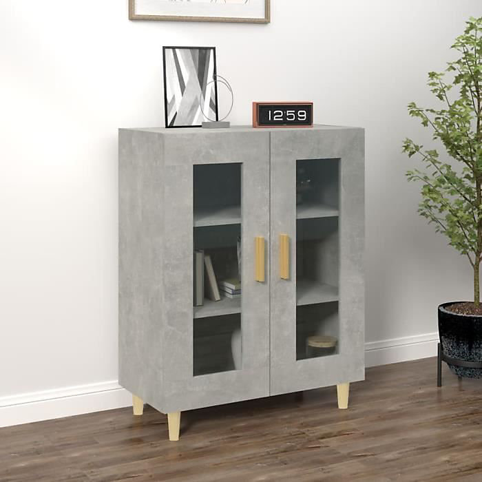 812118 vidaXL Buffet Gris béton 69 – 5 × 34 × 90 cm Bois d'ingénierie