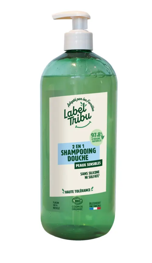 Shampooing douche 2 en 1 bio pour peaux sensibles Label Tribu - 1 L