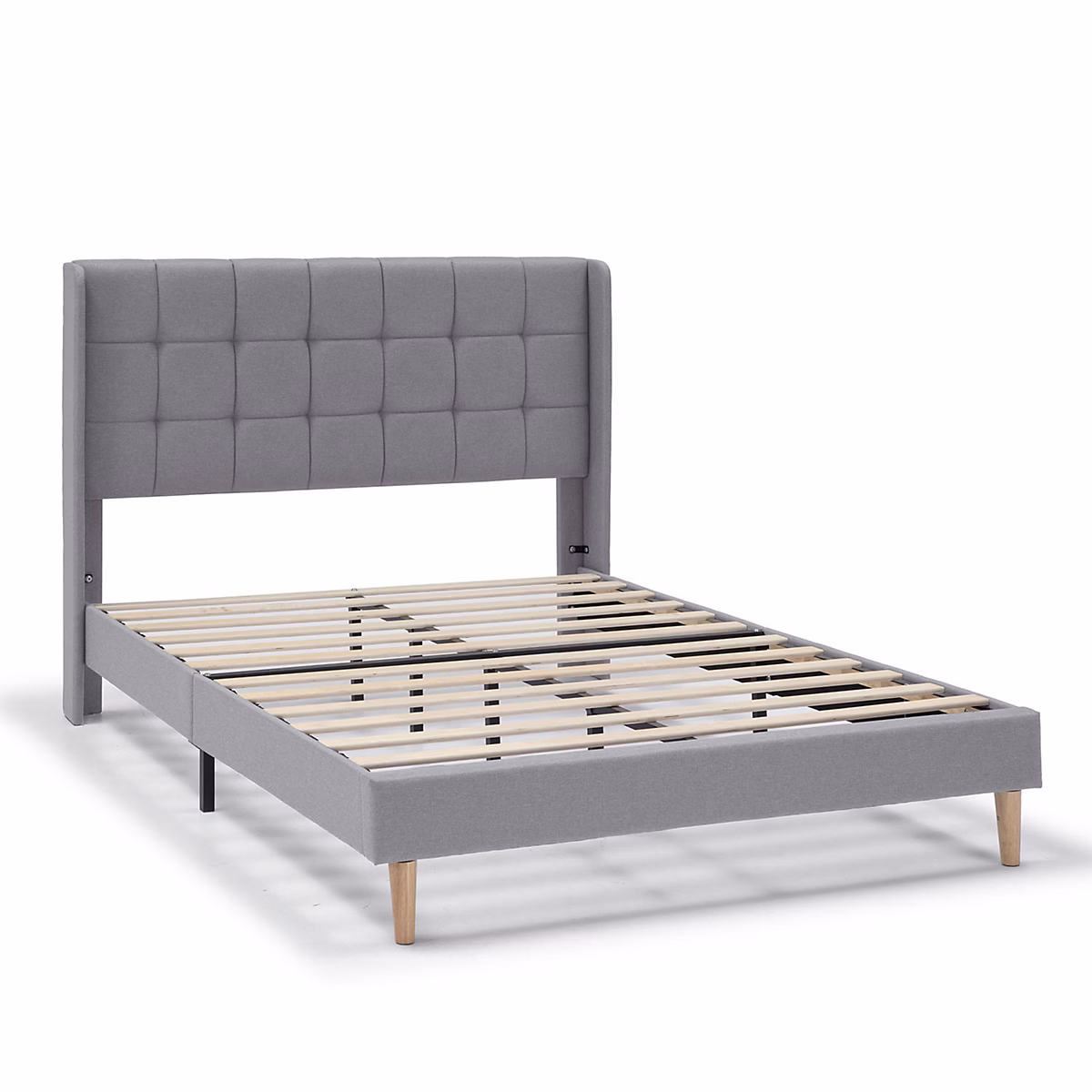 Cadre de lit plateforme Esther capitonné 30 cm – 90 × 190 cm | Gris clair