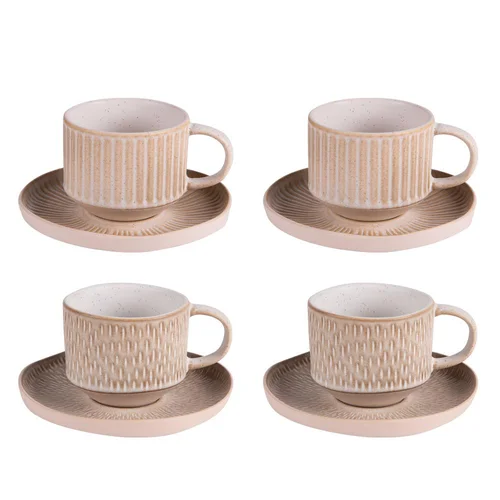 Tasses et sous tasses en grès Coffret Miyaki - 4 x 18 cl