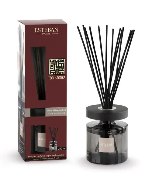 Bouquet parfumé et recharge Esteban Ellipse marron parfum Teck et Tonka - 200 ml