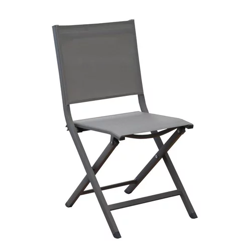 Chaise pliante en aluminium et toile textylène couleur gris orage Max - 90 cm