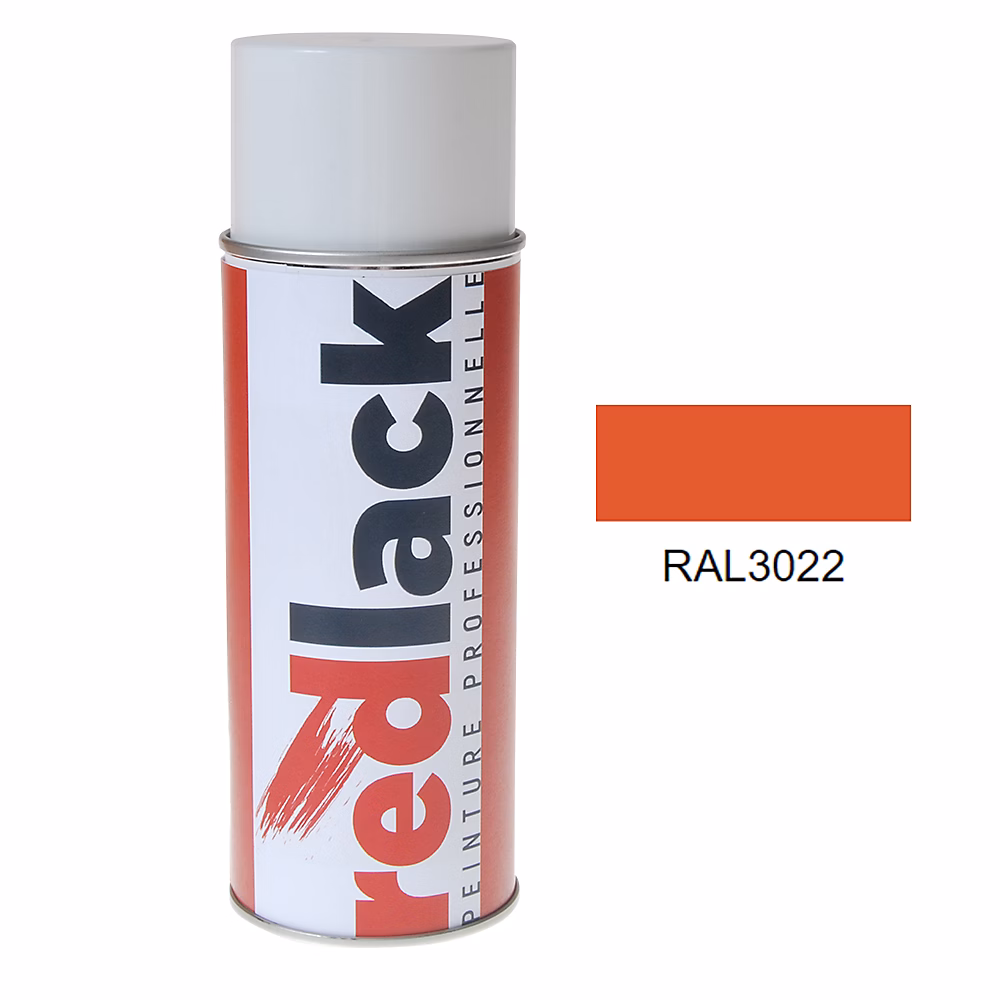 Bombe de peinture Aérosol – spray, 400ml, RAL 3022 Rouge saumon, Satiné, multisupport, Redlack, RAL3022