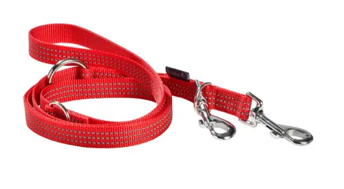 Laisse pour chien en nylon tressé coloris rouge 3 positions Bobby Safe - Taille S/M
