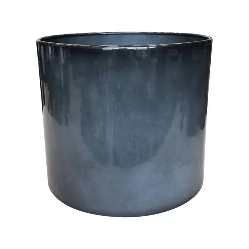 Pot cylindrique en métal recyclé coloris gris océan vif Upcycle Cylindre XXL - Ø 43 x H 37 cm