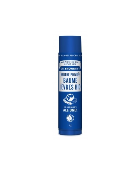 Dr Bronners - Baume à lèvres Menthe poivrée bio - 4 gr