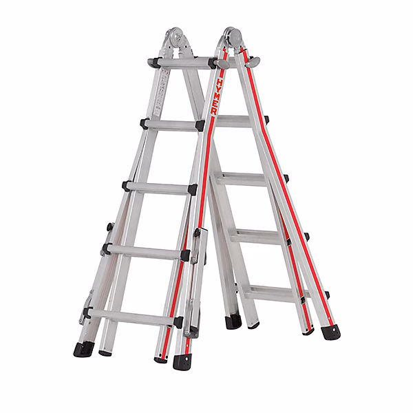 Echelle télescopique 4x5 barreaux | Echelle 2 positions : echelle droite 2 – 90m à 5 – 15m – escabeau 1 – 40m à 2 – 50m – 814220