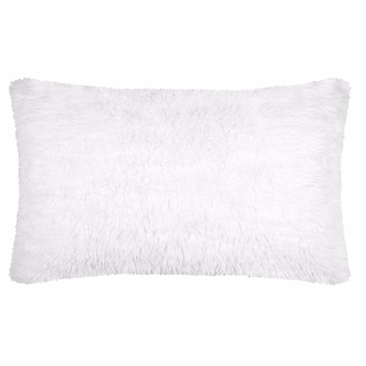 Coussin ultra doux imitation fourrure (50 × 80 cm – Blanc)