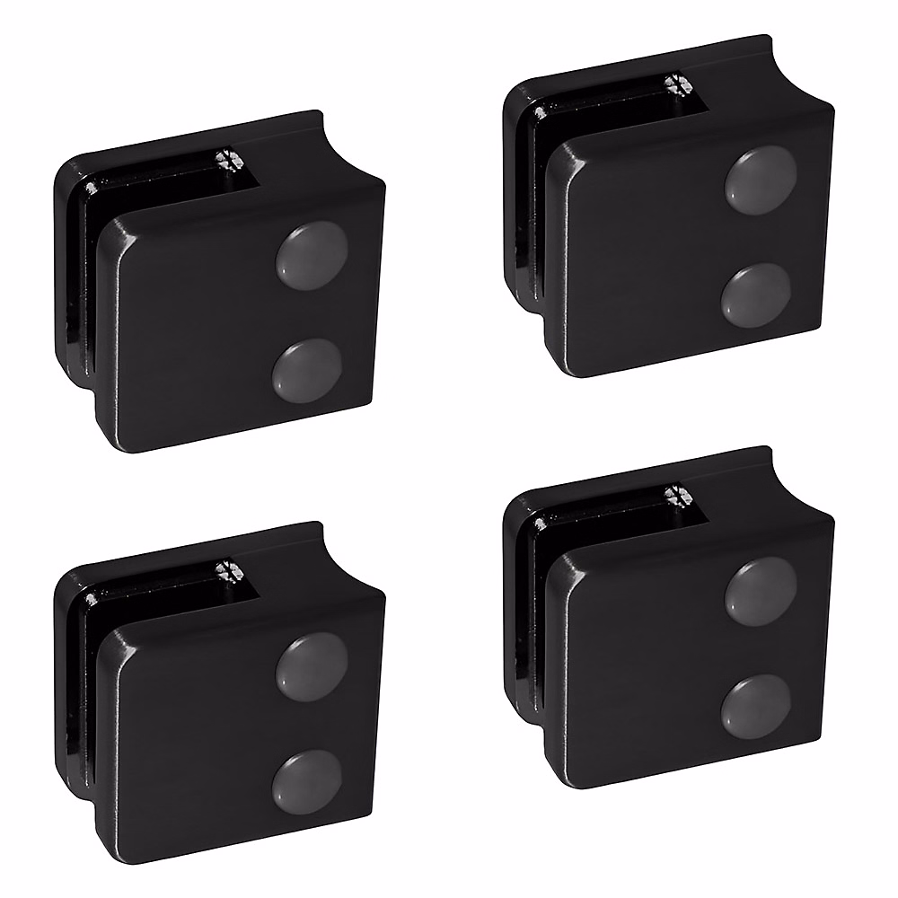4 x Pince à verre pour tube diam. 42 – 4 modèle 06, Ep. verre 11, 52 mm, Inox noir anthracite