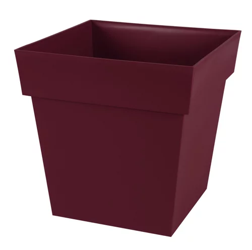 Pot carré en polypropylène rouge Bourgogne Eda Toscane 38 L - 39 x 39 x 39 cm
