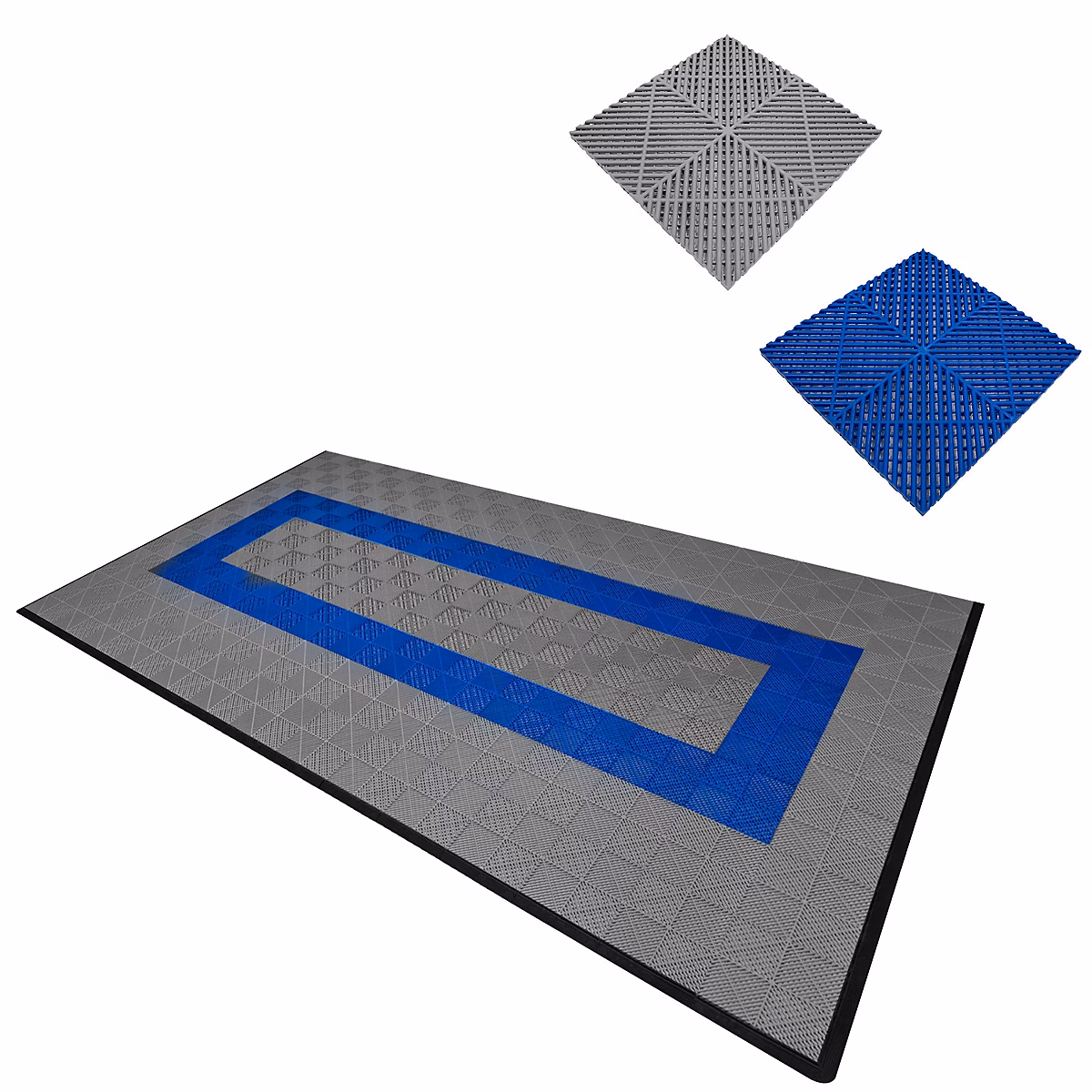 Carrelage de Sol Ventilé Pour Garage Avec Bordure (90 x Gris & 30 Bleu) – Réf. CJXXGFHTQ6406396318