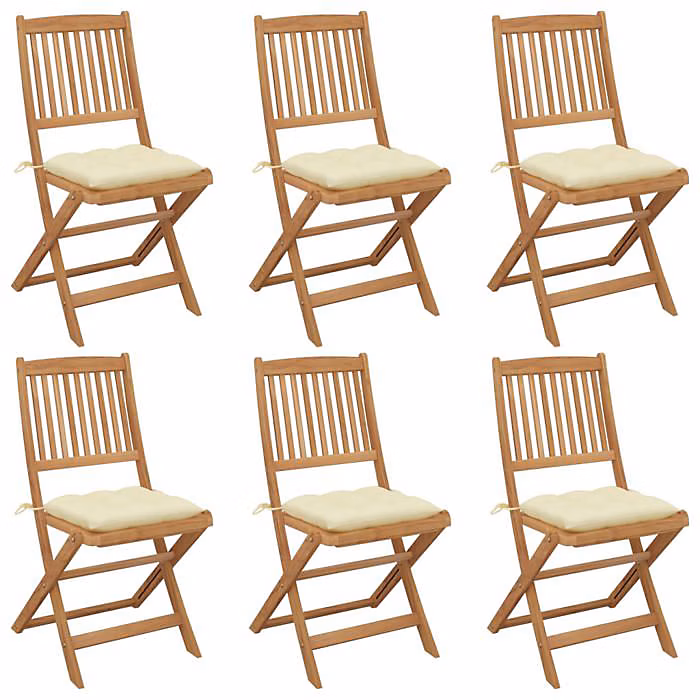 Chaises pliables de jardin – VIDAXL, Bois d'acacia, Marron, Naturel, 6 personnes
