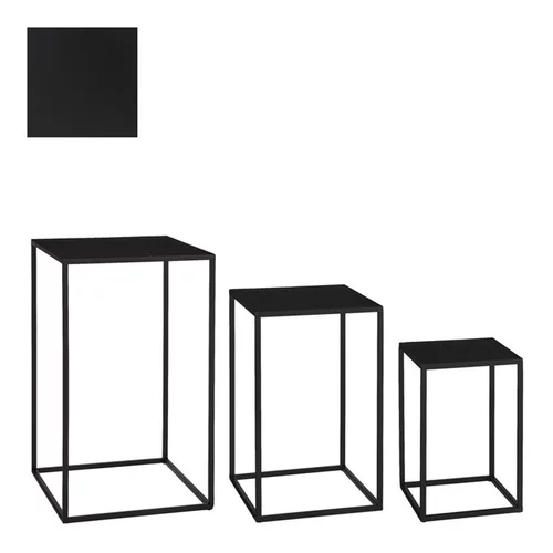 Sellette carrée en métal noir Quinty taille 2 - 25 x 25 x 40 cm