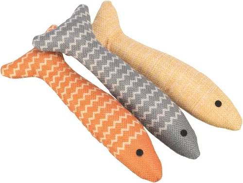 Jouet pour chat en tissu coloris multicolore poisson avec catnip Trixie - 20 cm
