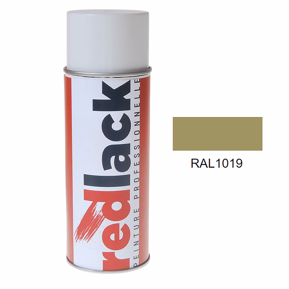 Bombe de peinture Aérosol – spray, 400ml, RAL 1019 Beige gris, Brillant, multisupport, Redlack, RAL1019