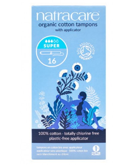 NatraCare - 16 tampons hygiéniques bio avec applicateur - Super