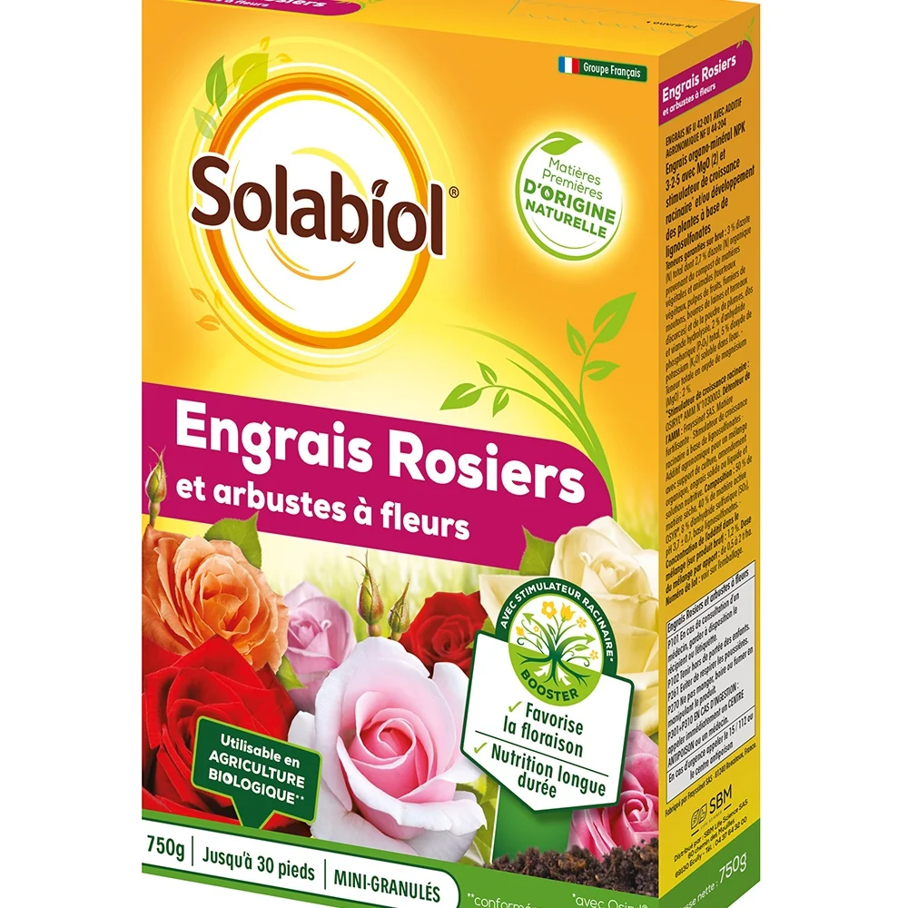 Engrais rosiers et arbustes à fleurs SOLABIOL