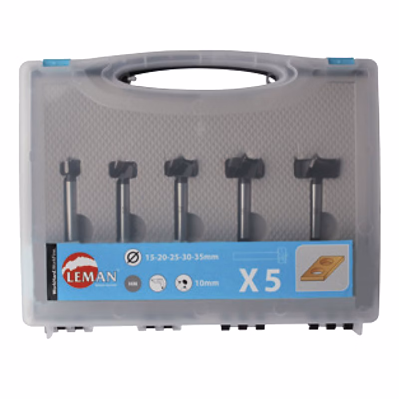 Coffret 5 mèches à façonner à fond plat LEMAN HM diam. 15 – 20, 25, 30, 35 mm q.10 mm, 100.700.05