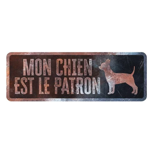 Panneau d'avertissement chihuahua coloris noir en métal galvanisé D&D Home - 40 x 13 X 0,3 cm