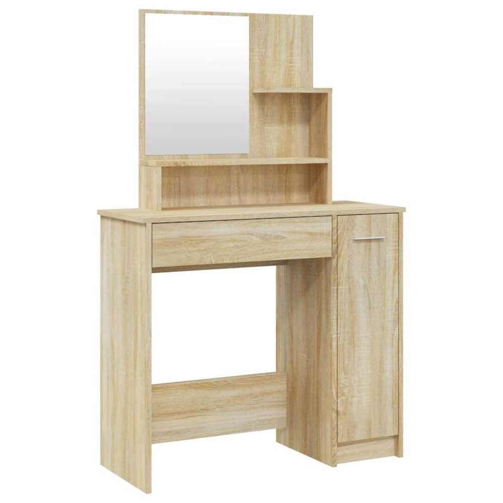 vidaXL Coiffeuse avec miroir chêne sonoma 86,5x35x136 cm – 136 cm bois
