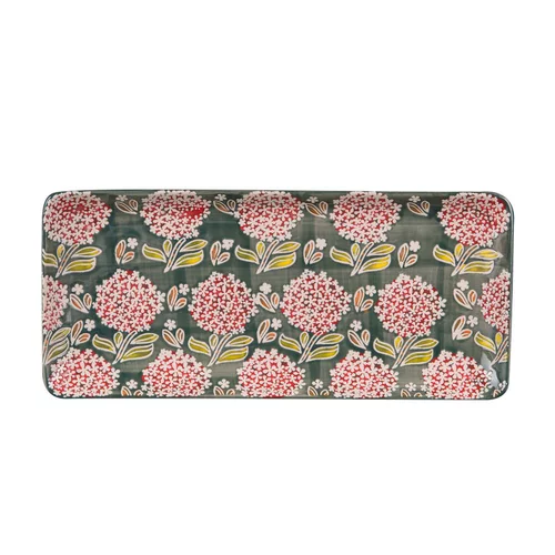 Plat à cake Cottage coloris multicolore en grès - 36 x 16 cm