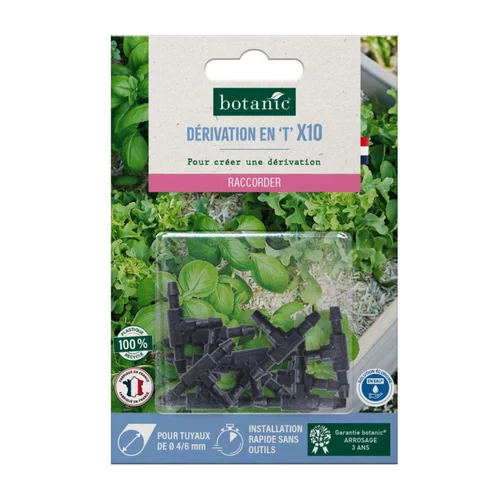 10 tés cannelés pour tuyau Ø 4/6 mm botanic® - Arrosage goutte à goutte