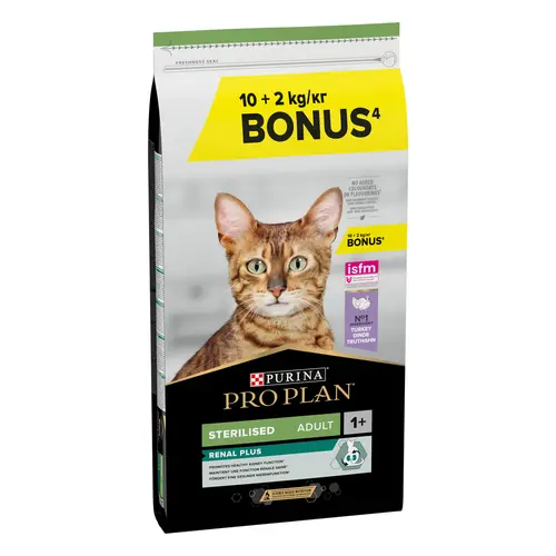 Croquettes pour chat stérilisé + 1 an dinde Purina ProPlan - 10 kg + 2 kg offerts