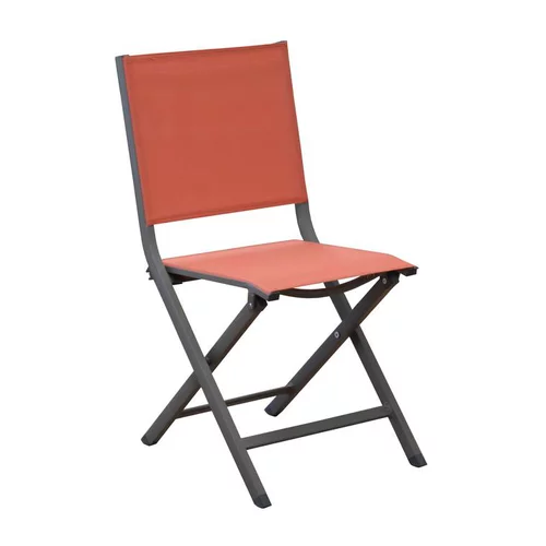 Chaise pliante en aluminium et toile textylène couleur ocre rouge Max - 90 cm