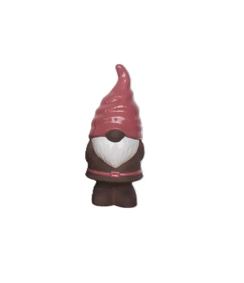 Figurine de gnome en faïence émaillée rose Pot&Déco - 13,5 x 13 x 31 cm