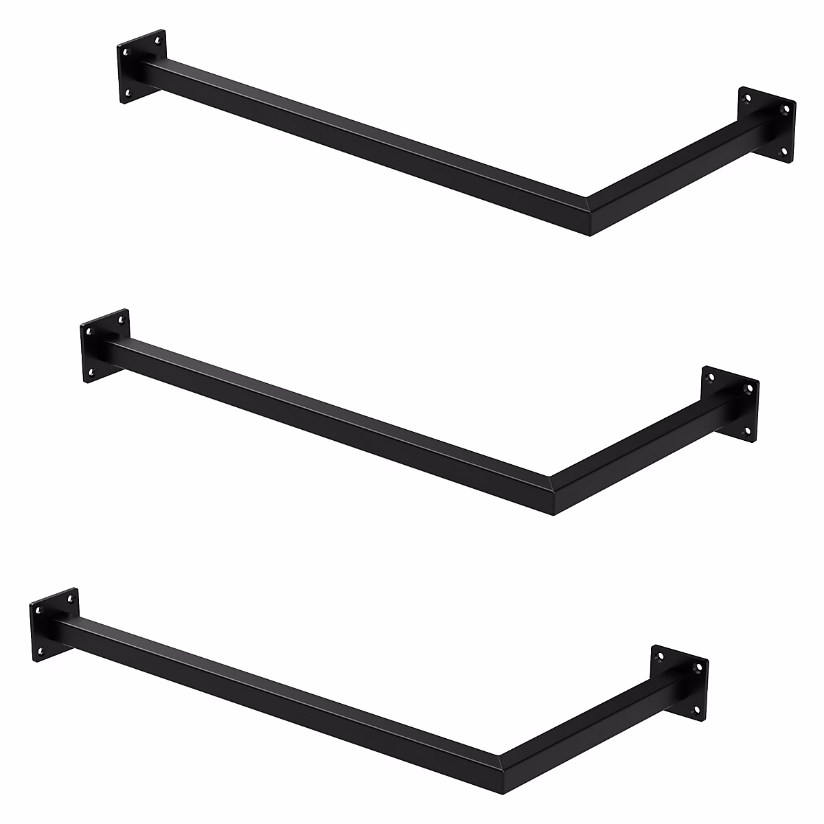 3x Tringle à Vêtements d'Angle – P30xL60 cm, Noir, Acier Inoxydable, Tringle de Penderie Forme de L, Portemanteau à Montage Mural