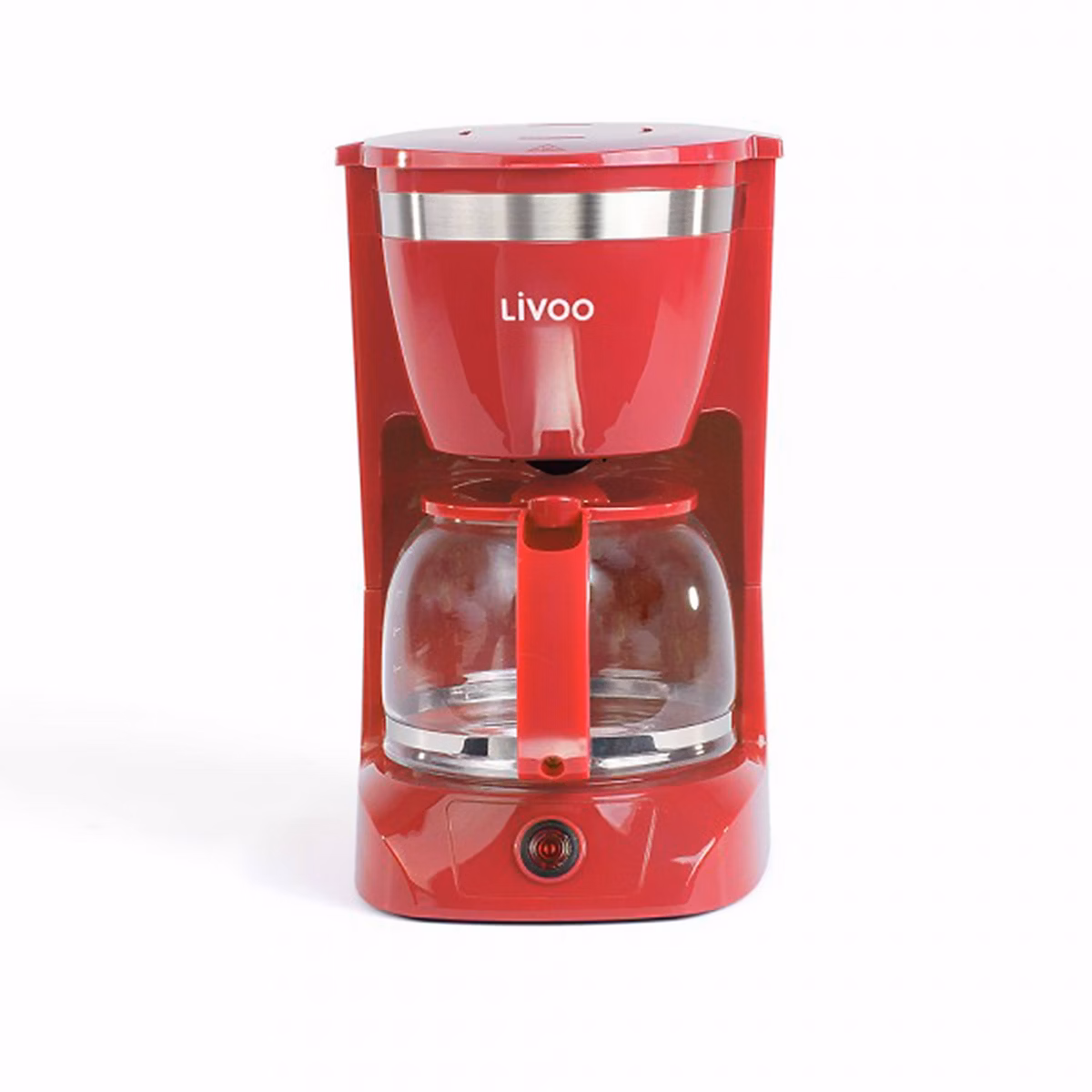 Cafetière électrique LIVOO DOD163R – finition Rouge, capacité de 1.25L / 12 tasses, Verseuse en verre avec système anti, gouttes
