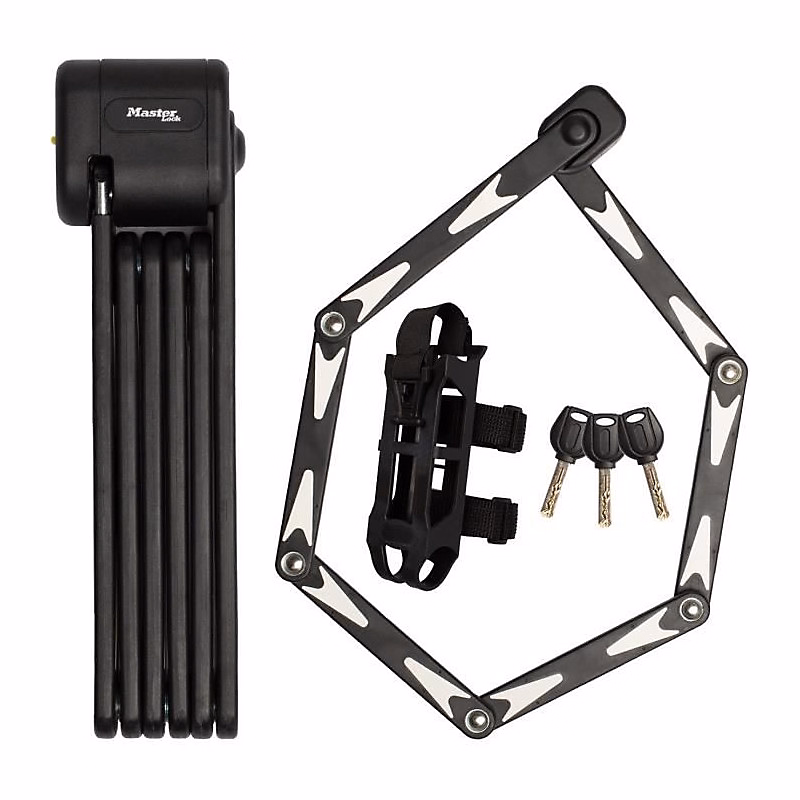 Antivol Vélo Pliable – MASTER LOCK, 8333EURDPRO, Acier Trempé, 3 Clés, Certifié, Support Inclus