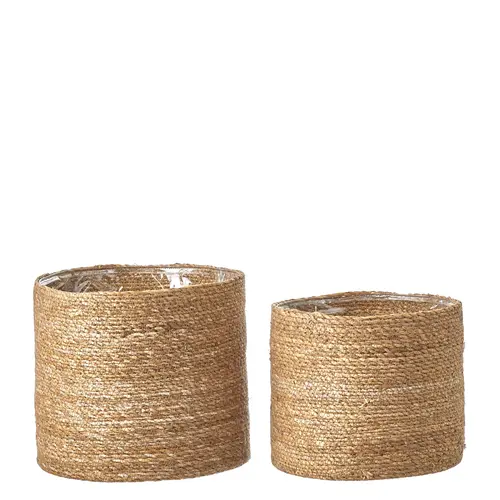 Panier cache-pot coloris marron en jute Atlantic - 26 x Ø 30 cm