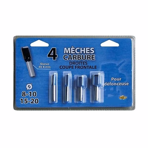 Box de 4 fraises carbure à rainer 8 / 10 / 15 et 20 mm – Réf. HVZPFYVHD7526512855