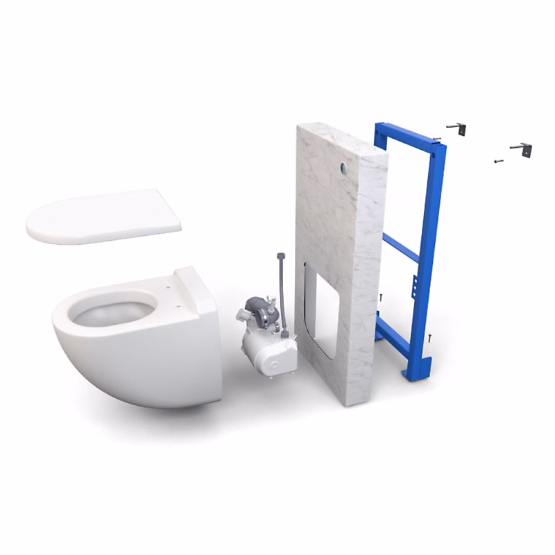 Ensemble bâti-support+habillage couleur chêne naturel +Sanibroyeur+cuvette+abattant WATERMATIC W40 Silence PMR norme handicapés – Réf. CAOZTKRWC9040582282