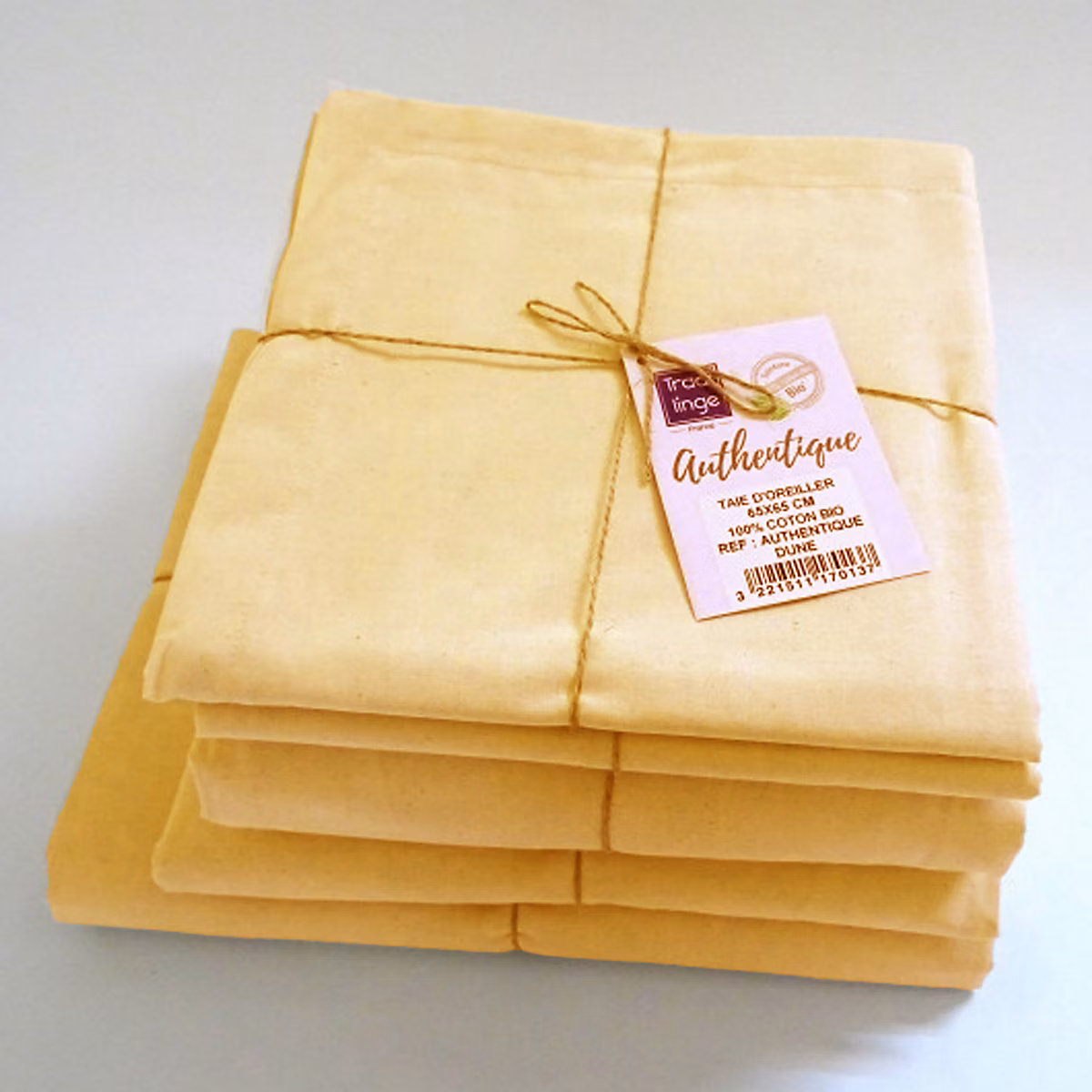 Drap plat en 100% coton biologique (180 × 290 cm – Jaune)