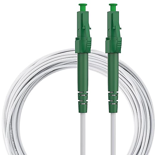 Elfcam – Câble Fibre Optique LC/APC à LC/APC, 20m (Blanc), Jarretière Optique Simplex Monomode 9/125um LSZH