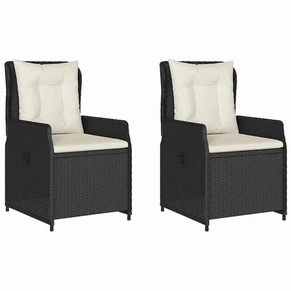Chaises inclinables de jardin noir résine tressée vidaXL – lot de 2