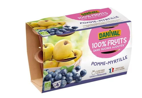 Purée de fruits pomme myrtille bio - 4 x 100g