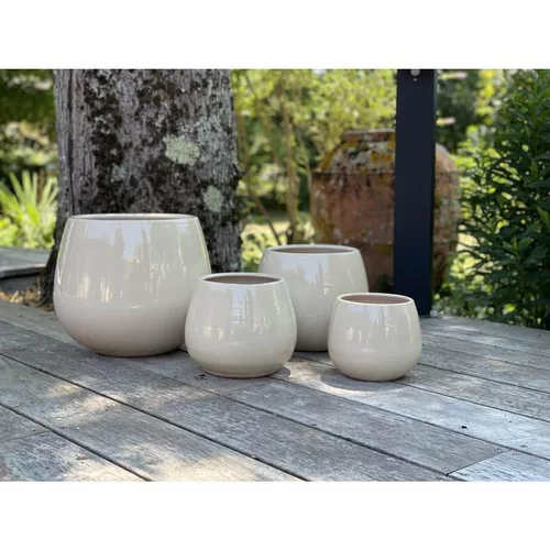 Pot coloris beige en terre émaillée Cancale - Ø 25 cm