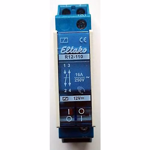 Eltako R12 | 110 – 12V Relais de commutation 12 V 1 NO + 1 NF – montage rail DIN 18 mm