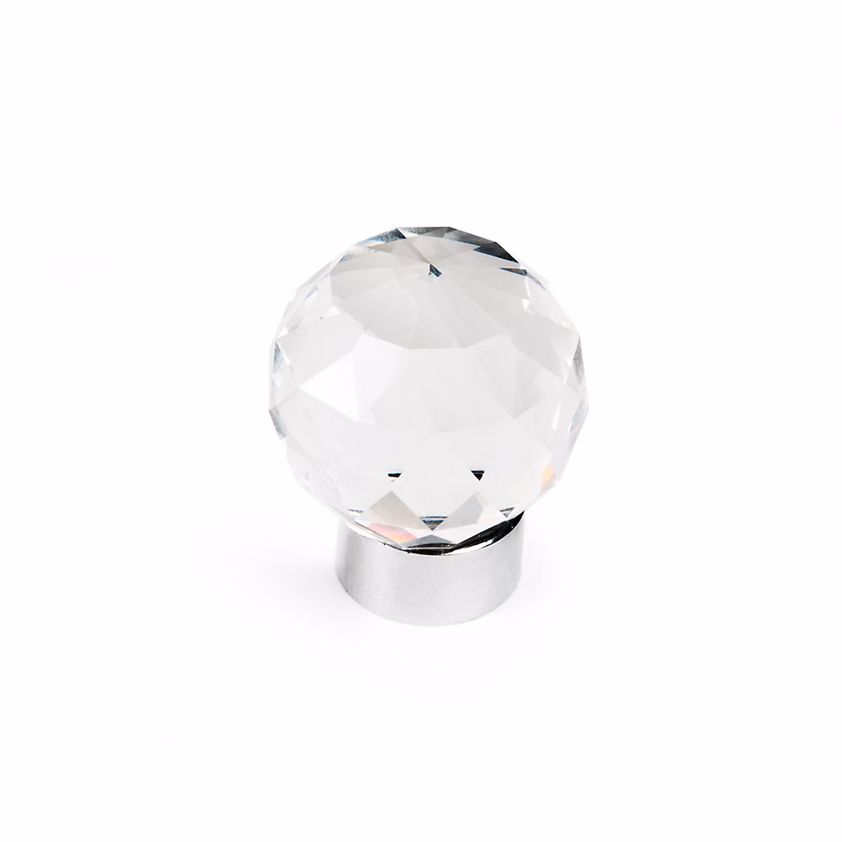 Bouton de meuble cristal diamètre 30 mm base chrome piéces – lot de 24