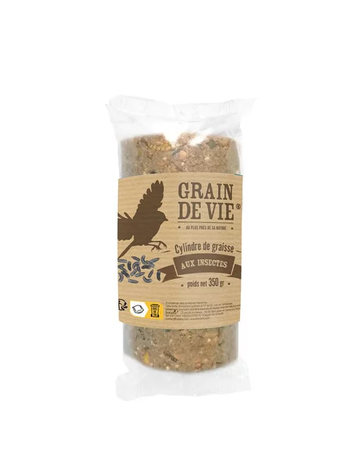 Cylindre de graisse aux insectes pour oiseaux Grain de Vie - 350 g